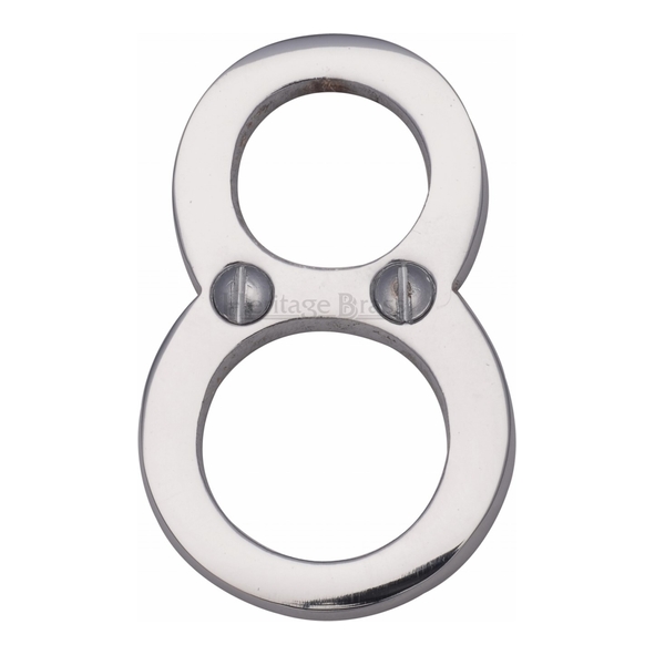 C1567 8-PC • 51mm • Polished Chrome • Heritage Brass Face Fixing Numeral 8